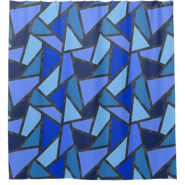 Farbtöne aus blauem Glasmuster Duschvorhang (Vorderseite)