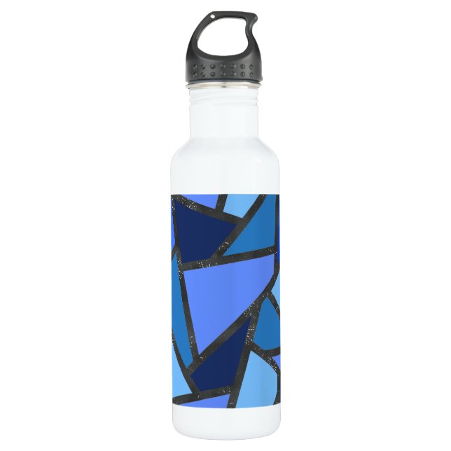 Farbtöne aus blauem Glasmuster Edelstahlflasche (Vorderseite)