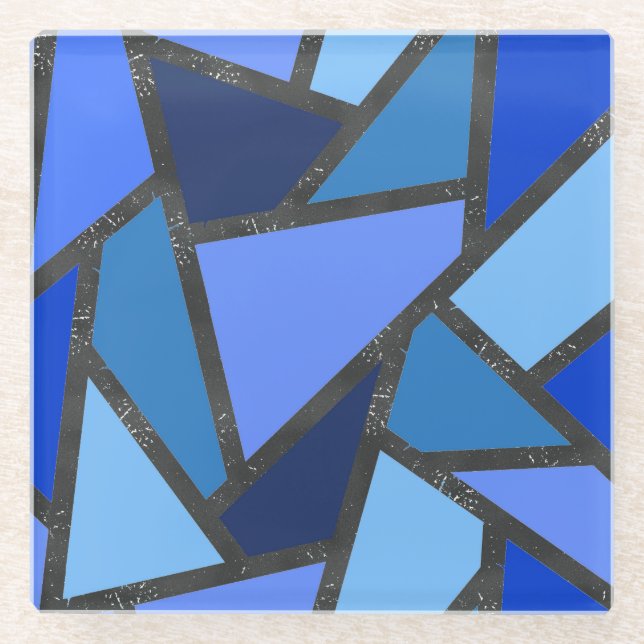 Farbtöne aus blauem Glasmuster Glasuntersetzer (Vorderseite)