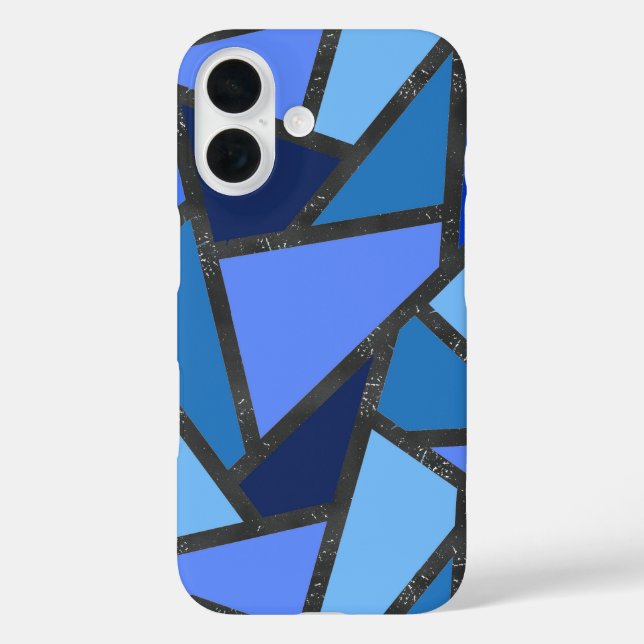Farbtöne aus blauem Glasmuster iPhone 16 Hülle (Rückseite)