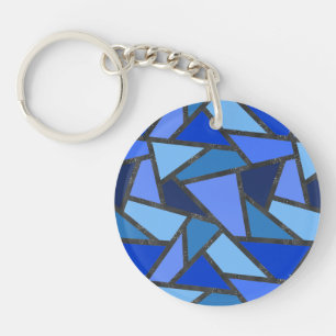 Farbtöne aus blauem Glasmuster Schlüsselanhänger