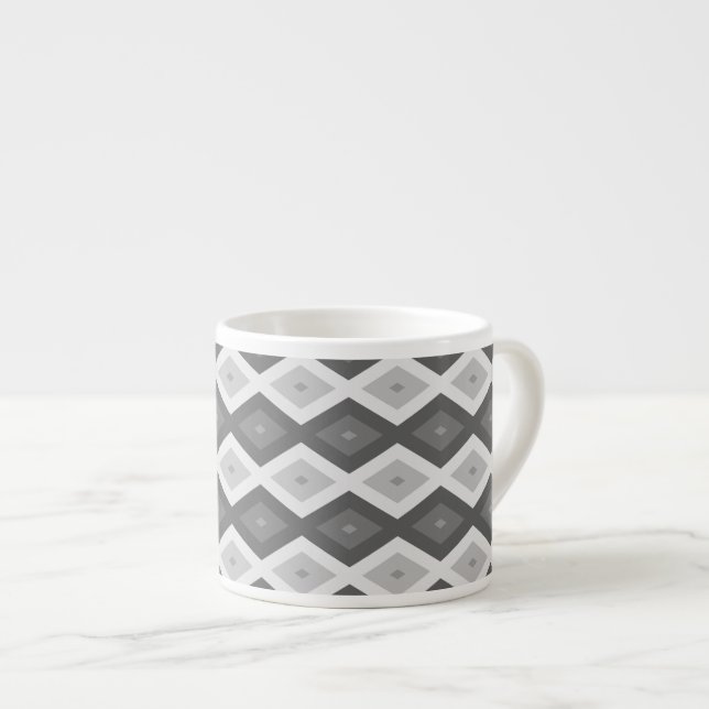 Farbtöne aus grauem Diamantmuster Espressotasse (Vorderseite Rechts)