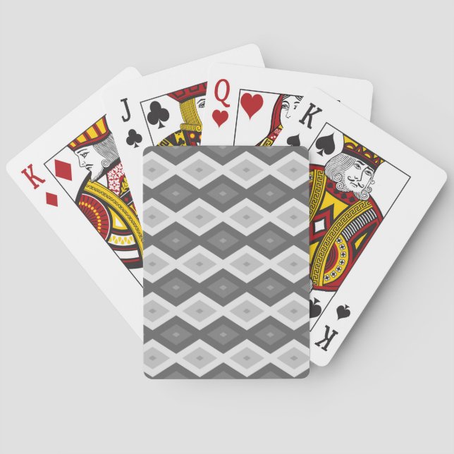 Farbtöne aus grauem Diamantmuster Spielkarten (Rückseite)