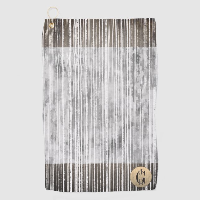 Farbtöne aus grauem Marmor und Mit Monogramm Strei Golfhandtuch (Vorderseite)
