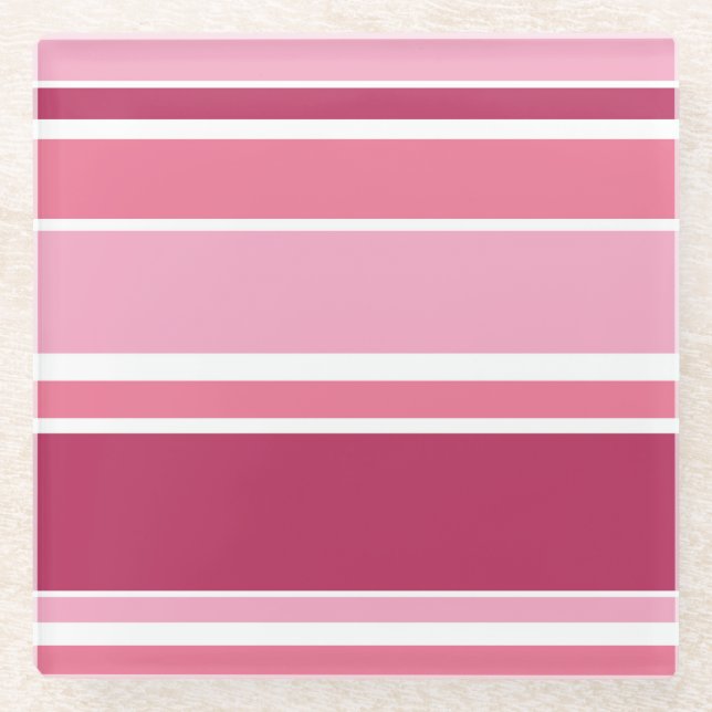 Farbtöne aus rosa Streifen Glasuntersetzer (Vorderseite)