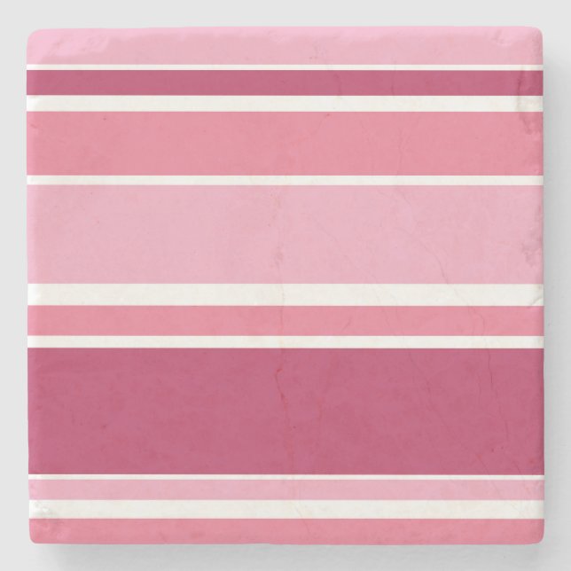 Farbtöne aus rosa Streifen Steinuntersetzer (Vorderseite)