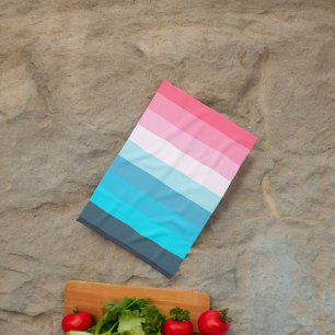 Farbtöne Blau und Rosa Streifen Geschirrtuch