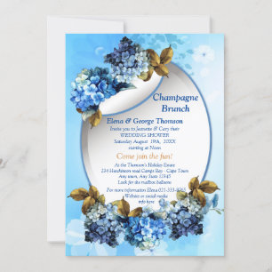 Farbtöne der Blauen Wasserfarbe Hydrangeas Dusche Einladung