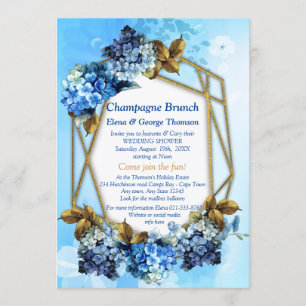 Farbtöne der Blauen Wasserfarbe Hydrangeas Dusche Einladung