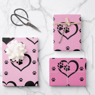 Farbtöne der ergänzenden rosa paw herzen geschenkpapier set