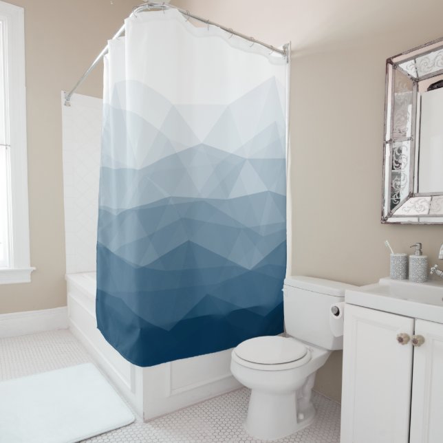 Farbtöne der geometrischen blauen Bauweise Duschvorhang (Beispiel)