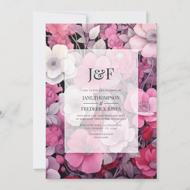 Farbtöne der Monographie von Rosa und Grau Einladung (Vorderseite)