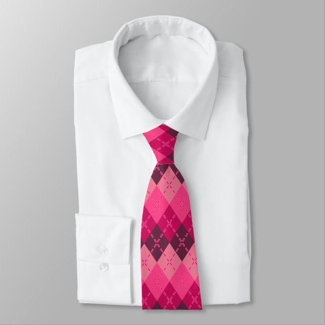 Farbtöne der rosa Raute Sporty Preppy Krawatte (Gebunden)