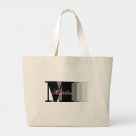 Farbtöne der schwarzen Monogram-Typografie Pink-Sc Jumbo Stoffbeutel