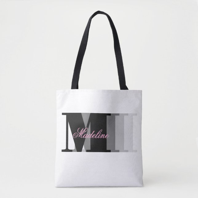 Farbtöne der schwarzen Monogram-Typografie Pink-Sc Tasche (Vorderseite)