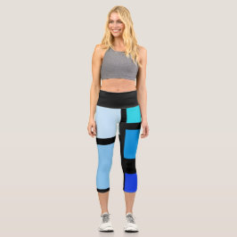 Farbtöne des blauen Blocks Hochwaisted Capris