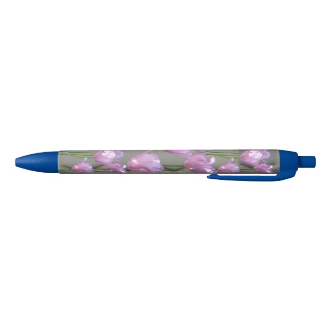 Farbtöne des Blauen Musters Pink Tulips Pen Kugelschreiber (Unterseite)