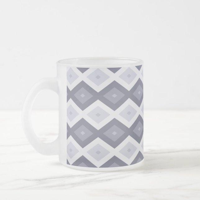 Farbtöne des blauen Rautenmusters Mattglastasse (Links)
