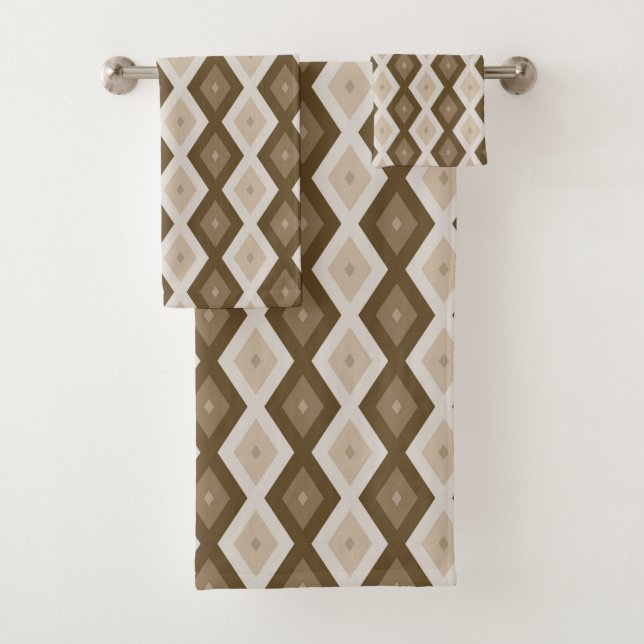 Farbtöne des braunen Rautenmusters Badhandtuch Set (Insitu)