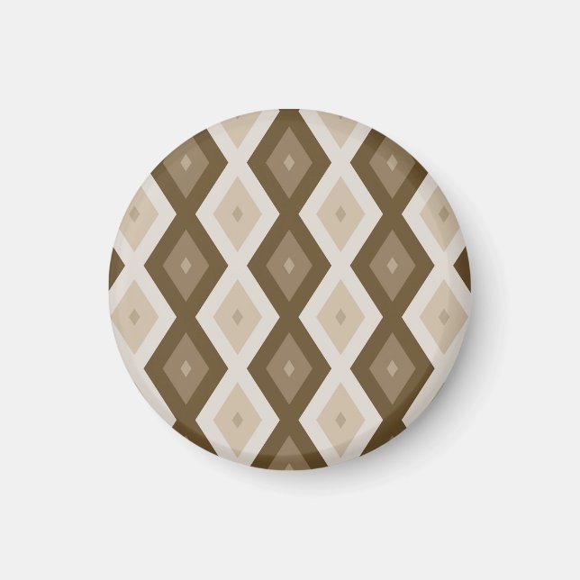 Farbtöne des braunen Rautenmusters Magnet (Vorne)
