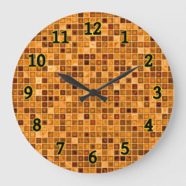 Farbtöne des rostfarbenen Orangenmusters "Watery"  Große Wanduhr