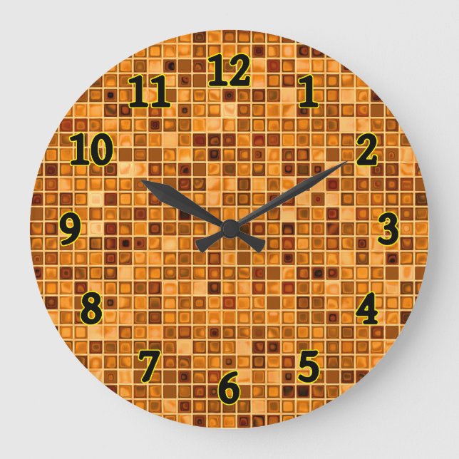 Farbtöne des rostfarbenen Orangenmusters "Watery"  Große Wanduhr (Vorderseite)