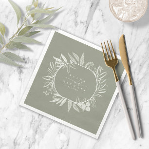 Farbtöne Eukalyptus Wedding Wreath Grn ID901 Serviette