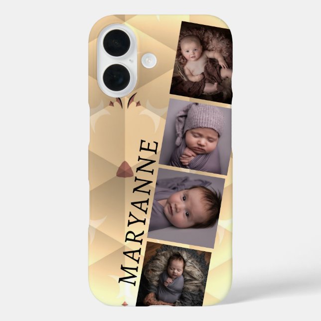 Farbtöne Gelb braun mit 4 Bildern iPhone 16 Hülle (Rückseite)