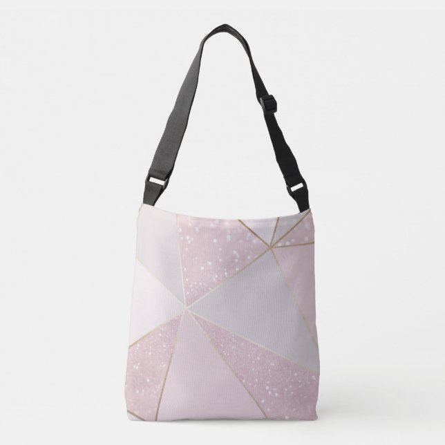 Farbtöne geometrischer Gestaltung in rosa Tragetaschen Mit Langen Trägern (Vorderseite)