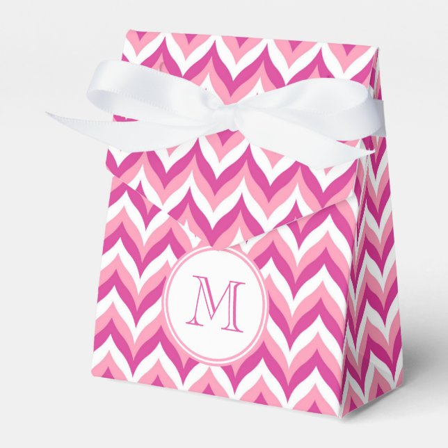 Farbtöne in rosa und weißem Zigzag Zickzack Geschenkschachtel (Vorderseite)
