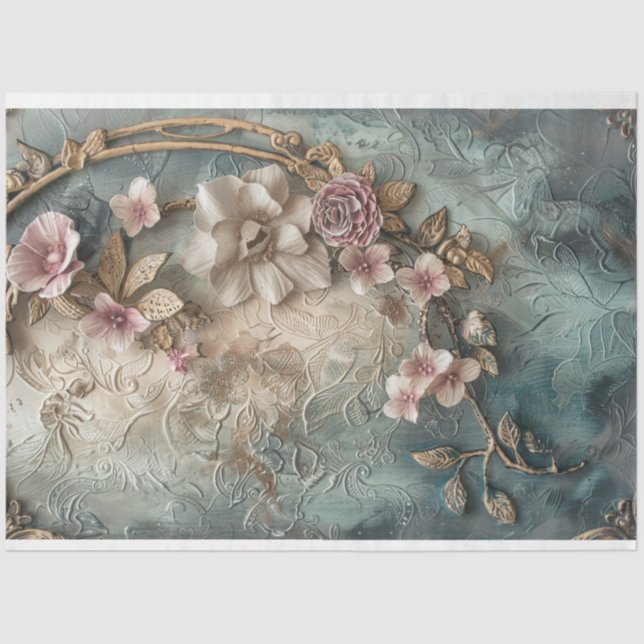 Farbtöne, Shabby Chic Barockblumen Seidenpapier (Vorderseite)