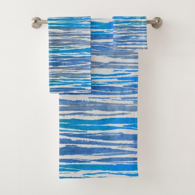 Farbtöne von Blau, Grau und Weiß Badhandtuch Set (Insitu)