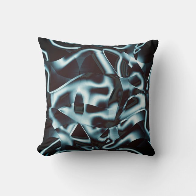 Farbtöne von blauem Silber auf abstrakten Bändern  Kissen (Vorderseite)