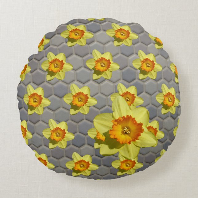 Farbtöne von blauen Pattern Rundkissen Rundes Kissen (Vorderseite)