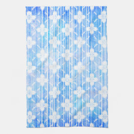 Farbtöne von Blue Ombre Stripten Blume Geschirrtuch