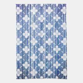 Farbtöne von Blue Ombre Stripten Blume Geschirrtuch