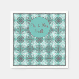 Farbtöne von Grau, Blau und Weißspitzen Serviette