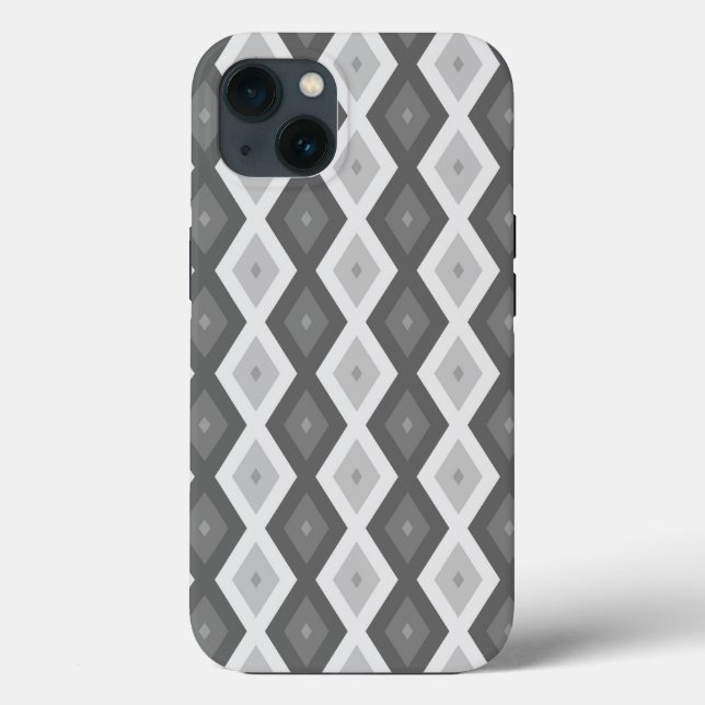 Farbtöne von grauem Diamantmuster Case-Mate iPhone Hülle (Rückseite)