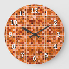 Farbtöne von Kupfer-Tan-Mosaikfliesen Große Wanduhr
