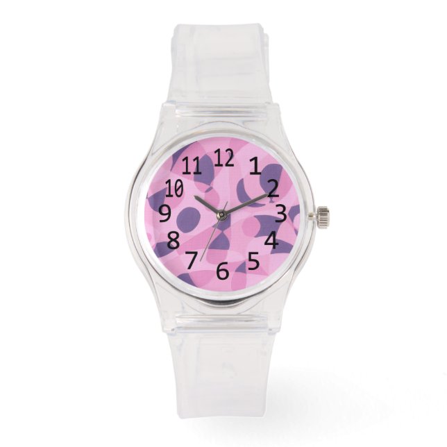 Farbtöne von Lila Abstrakten Formen Armbanduhr (Vorderseite)