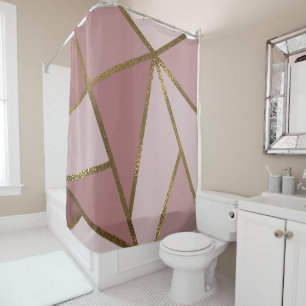 Farbtöne von Mauve Pink & Gold Bronze Geometric Gl Duschvorhang