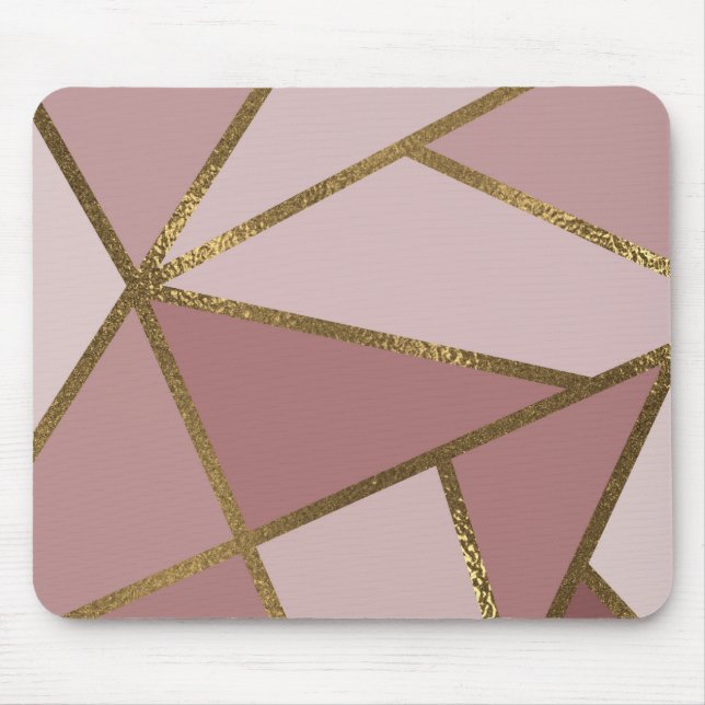 Farbtöne von Mauve Pink & Gold Bronze Geometric Gl Mousepad (Vorne)