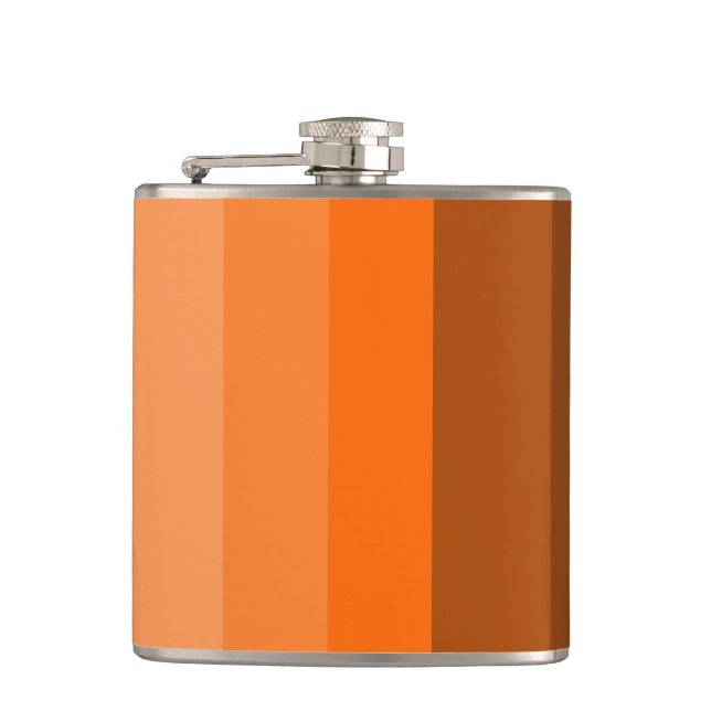 Farbtöne von Orange Vinyl Wrapped Flask Flachmann (Vorderseite)