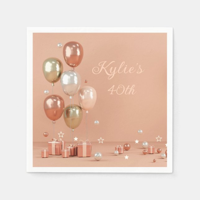Farbtöne von rosa Balloons 40. Serviette (Vorderseite)