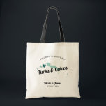 Farbturks und Caicos Hochzeitssalons, Tragetasche<br><div class="desc">Hochzeitswochenende Begrüßungsgeschenk-Tasche für Gäste aus der Stadt, um Ihre Hochzeit, mit Bild von Türken und Caicos. Sie können die Farben für jeden Teil dieses Designs bearbeiten und das Herz an den Ort Ihrer Hochzeit bringen. Klicken Sie zum Ändern der Farben auf Personalisieren und dann auf "Bearbeiten mit dem Entwurfstool". Wählen...</div>