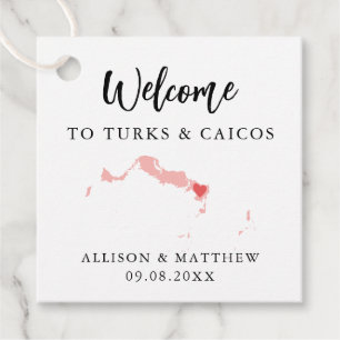 Farbturks und Caicos Hochzeitungs-Begrüßungstasche Geschenkanhänger
