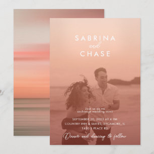 Farbüberlagerung Blush Stilvolles Foto Hochzeit Einladung