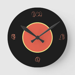 Farbuhr für Schwarz und Pfirsich Runde Wanduhr