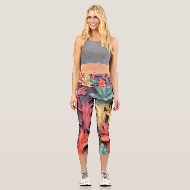 FARBUL YOGA Floral Capri Leggings (Vorderseite)