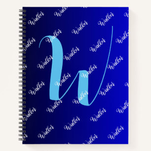 Farbverlauf Schwarz Blau Farbe - Anfangsname Monog Notizbuch